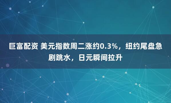 巨富配资 美元指数周二涨约0.3%，纽约尾盘急剧跳水，日元瞬间拉升